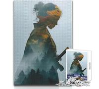 Rompecabezas de 1000 Piezas Samurái del Bosque Majestuoso, un pasatiempo Tranquilo y satisfactorio, Juguete de Corte de precisión Entrelazado, tamaño 38x52cm