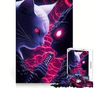 Rompecabezas de 1000 Piezas Samurai Devon Rex Cat Showdown para Adolescentes, Juguete de lógica Fuerte, Tiempo Sereno, Borde Transparente, Regalo Creativo (38x26cm)