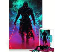 Rompecabezas de 1000 Piezas Samurái en el Humo para Adolescentes Juego Inteligente para Jugar en Grupo Imagen para armar y Decorar la Pared (38x26cm)