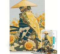 Rompecabezas de 1000 Piezas Samurái en un Campo de Girasoles para Adolescentes Mejora la Memoria, Calma y evasión Un cálido Regalo para armar (38x26cm)