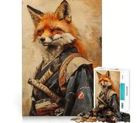 Rompecabezas de 1000 Piezas Samurai Fox para Adultos: ejercita la Memoria, entretenido y de diseño Colección de Arte para armar (38x26cm)