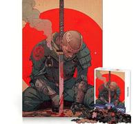 Rompecabezas de 1000 Piezas Samurái herido con Katana y Sol Rojo Ideal para Adolescentes Actividad de Ocio Que estimula el Pensamiento Encaje Firme (38x26cm)