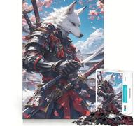 Rompecabezas de 1000 Piezas Samurái Lobo bajo Sakura,Juego de ingenio de Alta precisión,Troquelado,pasatiempo Fascinante para Momentos de Ocio (38x52cm)