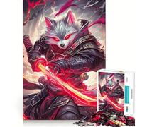Rompecabezas de 1000 Piezas Samurái Lobo con Espada Roja para Adultos Juego de Memoria y concentración Ajuste, Compacto y Divertido para Toda la Familia (38x26cm)