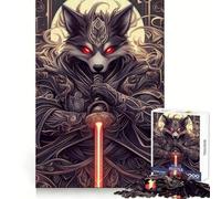 Rompecabezas de 1000 Piezas Samurái Lobo con Sable de Luz Rojo para Adolescentes Desarrolla la Capacidad analítica, facilita la relajación y Tiene un Acabado Impecable (50x75cm)