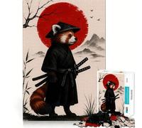 Rompecabezas de 1000 Piezas Samurái Panda Rojo con Sol Rojo para Adolescentes Juguete de lógica Fina, Divertido y Relajante Decoración de Pared con Bordes limpios (38x52cm)