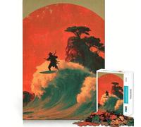 Rompecabezas de 1000 Piezas Samurái Surfista en una Ola para Adolescentes Juguete de lógica para Relajarse mentalmente Bordes definidos Regalo Elegante (38x52cm)
