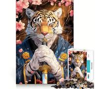 Rompecabezas de 1000 Piezas Samurái Tigre con Katana para Adolescentes Juguete para el Desarrollo Personal Bordes precisos Artículo de Deseo de Papá Noel 38x52cm