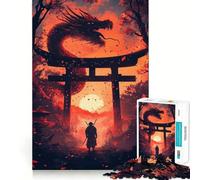 Rompecabezas de 1000 Piezas Samurái y Puerta del Dragón para Adultos Juguete Intelectual Relajante y Divertido Corte preciso (38x52cm)