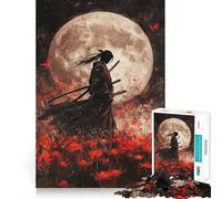 Rompecabezas de 1000 Piezas Samuráis bajo la Luna para Adolescentes Juguete Intelectual para Disfrutar en Familia Corte de Calidad (38x26cm)