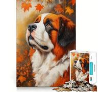 Rompecabezas de 1000 Piezas San Bernardo de otoño - Arte de Corte preciso,Juego para estimular el Cerebro,diversión,Tiempo Libre,decoración navideña,Regalo (38x26cm)