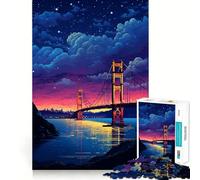 Rompecabezas de 1000 Piezas,San Francisco Night Pixel,Corte preciso,Arte,Juguete para desarrollar la Capacidad cognitiva,diversión para el Tiempo Libre, Relajante (38x52cm)
