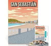 Rompecabezas de 1000 Piezas San Sebastián Minimalista España Póster de Viaje Encaja a la perfección Arte Juego de Habilidad de Pensamiento Tiempo de Descanso Jugar Regalo de Arte navideño (50x75cm)