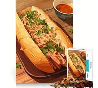 Rompecabezas de 1000 Piezas Sándwich Banh Mi con Salsa,articulación Suave,diversión lógica,Juego Casual, (38x26cm)
