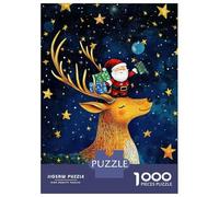 Rompecabezas De 1000 Piezas Santa on Reindeer Rompecabezas para Adultos Juegos Relajantes Decoración del Hogar Cumpleaños Y Navidad 52x38cm/1000pcs