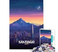 Rompecabezas de 1000 Piezas Santiago de Chile Paisaje Urbano Nocturno Juego práctico y adictivo para Cultivar la Paciencia Regalos artísticos para la decoración del hogar tamaño 75x50cm