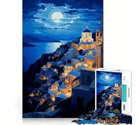 Rompecabezas de 1000 Piezas Santorini Pixel Art, decoración de Corte preciso, Juego Mental, Regalo, Tiempo de Juego Relajante, Actividad de cumpleaños (50x75cm)