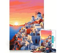 Rompecabezas de 1000 Piezas Santorini Viaje Grecia Flawless Fit Art Brain Boosting Play Rest Time Play Christmas Wall Art (38x26cm)