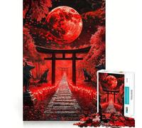 Rompecabezas de 1000 Piezas,Santuario de la Luna de Sangre,Pieza de Ajuste preciso,Juego de concentración Divertido,Momento Acogedor y Divertido,Exhibición de Arte navideño 50x75cm