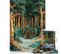 Rompecabezas de 1000 Piezas Santuario del Bosque Sagrado para Adolescentes, de lógica Resistente, Ideal para Jugar en Familia, con Bordes Transparentes y una cálida Sorpresa (38x26cm)