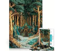 Rompecabezas de 1000 Piezas Santuario del Bosque Sagrado para Adolescentes, de lógica Resistente, Ideal para Jugar en Familia, con Bordes Transparentes y una cálida Sorpresa (38x26cm)