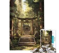 Rompecabezas de 1000 Piezas Santuario japonés en el Bosque Rompecabezas para Adultos Juguete antiestrés Que Mejora la Memoria Toda la Familia (tamaño 50x75cm)
