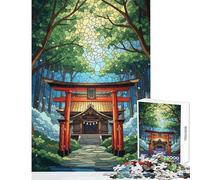 Rompecabezas de 1000 Piezas Santuario japonés en el Bosque vidrieras Juegos relajantes Juguete de Corte de precisión decoración de Pared Regalo Ideal para Toda la Familia (50x75cm)