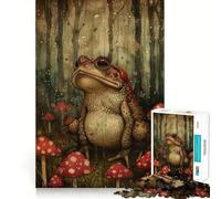 Rompecabezas de 1000 Piezas Sapo en Las Setas para Adolescentes Juguete de lógica Resistente Diversión y Ocio Bordes Transparentes Artículo de colección 38x26cm