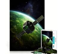 Rompecabezas de 1000 Piezas Satélite en Planeta Verde para Adolescentes Juguete de lógica con Forma de Tren para aliviar el estrés Corte Suave Regalo Memorable (50x75cm)