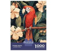 Rompecabezas De 1000 Piezas Scarlet Macaw in Tropical Floral Setting Rompecabezas para Adultos Juego Familiar Decoración Perfecta Cumpleaños Y Navidad 70x50cm/1000pcs