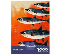 Rompecabezas De 1000 Piezas School of Fish on Orange Background Rompecabezas para Adultos Juego Familiar Mejora La Memoria Oferta como Regalo para Toda La Familia 38x26cm/1000pcs