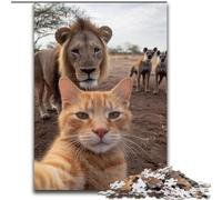 Rompecabezas de 1000 Piezas Selfie de Gato y león para Adultos y Adolescentes,Ideal para Pasar el rato en casa, cumpleaños,decoración de Pared para Mayores de 14 años (50x75cm)