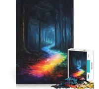 Rompecabezas de 1000 Piezas Sendero Arcoíris en el Bosque para Adultos Juguete para ejercitar la Mente Imagen Suave y Relajante para armar Un Regalo Encantador (50x75cm)