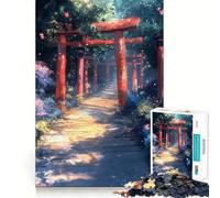 Rompecabezas de 1000 Piezas Sendero con Puertas Torii en un Bosque Exuberante para Adultos y Adolescentes Juego Mental para Relajarse Corte preciso 50x75cm