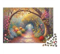 Rompecabezas de 1000 Piezas Sendero de jardín otoñal con Arco de árbol. Juego Educativo para Adultos. Hermosa decoración. Difícil y desafiante. Ideal para Hombres y Mujeres. Cumpleaños. 70x50cm.