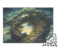 Rompecabezas de 1000 Piezas Sendero de la Montaña Brumosa de la Biblioteca del Árbol Mágico para Adultos. Juego Educativo. Hermoso desafío Decorativo. Alta dificultad. 70x50cm