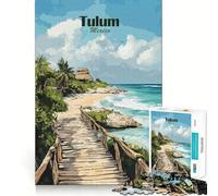 Rompecabezas de 1000 Piezas Sendero de la Playa de Tulum, diseño de Bordes Finos, Ideal para desarrollar la Mente, Relajarse y Disfrutar de la Navidad Regalo artístico (38x26cm)