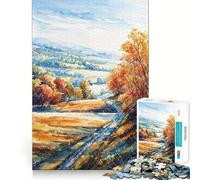 Rompecabezas de 1000 Piezas,Sendero de otoño,Decoración Limpia y en Forma de Aptitud,Juego de Habilidad Mental,Momento Acogedor para Jugar,Decoración navideña para la Pared (50x75cm)