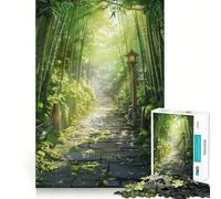 Rompecabezas de 1000 Piezas Sendero de Piedra a través de un Bosque de bambú para Adolescentes Mejora la Memoria Tiempo Libre Diseño de Corte sólido Artículo de Santa Claus 38x26cm