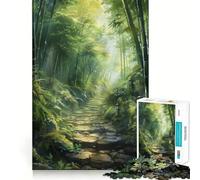 Rompecabezas de 1000 Piezas Sendero de Piedra a través de un Bosque de bambú para Adultos Juguete de lógica Mental Alivia la tensión Corte Firme 38x52cm