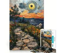 Rompecabezas de 1000 Piezas Sendero de Piedra al Atardecer para Adolescentes Juguete para ejercitar la Mente, relajación Mental, diseño y Montaje Lista de Deseos de Papá Noel 38x26cm