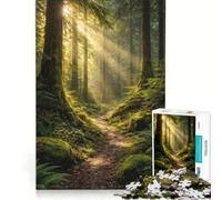 Rompecabezas de 1000 Piezas Sendero del Bosque a la luz del Sol Dorado, Juego Familiar, Actividades Divertidas en casa, cumpleaños y Navidad 38x26cm