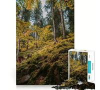 Rompecabezas de 1000 Piezas Sendero del Bosque otoñal Diversión precisa y articulada Juego cognitivo Diversión a Ritmo pausado Juego artístico para cumpleaños (38x26cm)