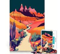 Rompecabezas de 1000 Piezas Sendero del Desierto con montañas,Arte Minimalista de la Naturaleza,Piezas de Corte Limpio,Juguete para desafiar la Mente,Momento de Calma,diversión,Pieza de Arte navideña