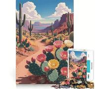 Rompecabezas de 1000 Piezas Sendero del Desierto en Flor con Impresionantes Cactus y Flores Silvestres en Plena floración Diseño de Corte preciso Regalo Ideal para Jugar y divertirse en cumpleaños