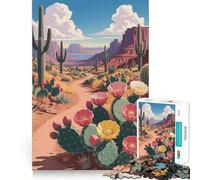 Rompecabezas de 1000 Piezas Sendero del Desierto florecido Impresionantes Cactus y Flores Silvestres en Plena floración Bordes Finos Juguete Creativo