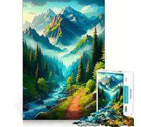 Rompecabezas de 1000 Piezas Sendero del Río de la Montaña para Adultos Juego de ingenio para relajar la Mente Bordes Afilados Regalo Premium (38x26cm)