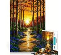 Rompecabezas de 1000 Piezas Sendero en el Bosque otoñal al Atardecer Arte de Corte preciso Rompecabezas Regalo Ideal para el Tiempo Libre Diversión navideña Decoración de Pared (38x26cm)