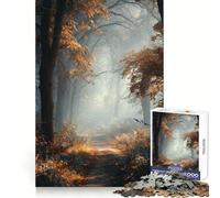 Rompecabezas de 1000 Piezas Sendero en el Bosque otoñal bajo la bruma para adultosDesafío inteligenteMomento de relajaciónCierre finoRegalo único(50x75cm)