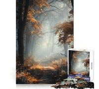 Rompecabezas de 1000 Piezas Sendero en el Bosque otoñal bajo la bruma para adultosIdeal para Entrenar la Mente, Relajarse y divertirseDiseño uniformeRegalo de Navidad (38x52cm)